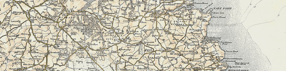Old map of Tregidden in 1900