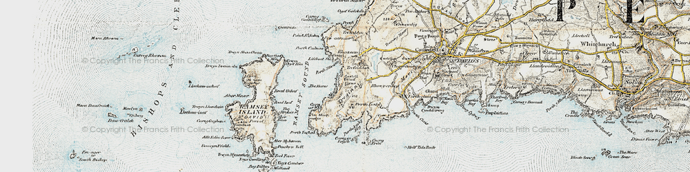 Old map of Ramsey Island in 0-1912
