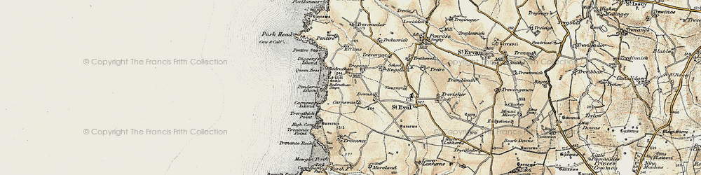 Old map of Bedruthan Steps in 1900