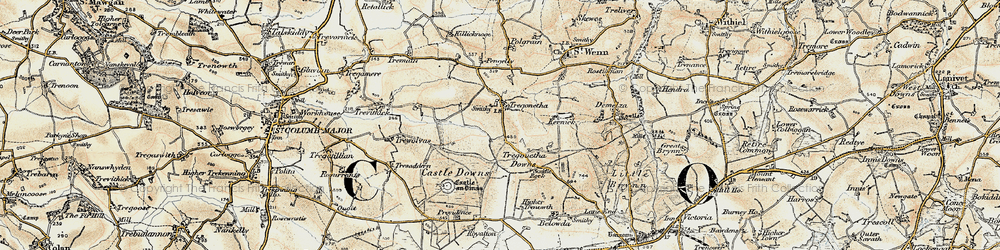 Old map of Tregonetha in 1900