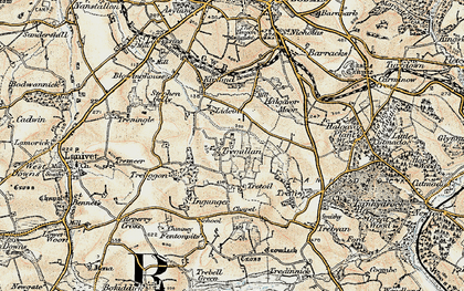 Old map of Tregullon in 1900