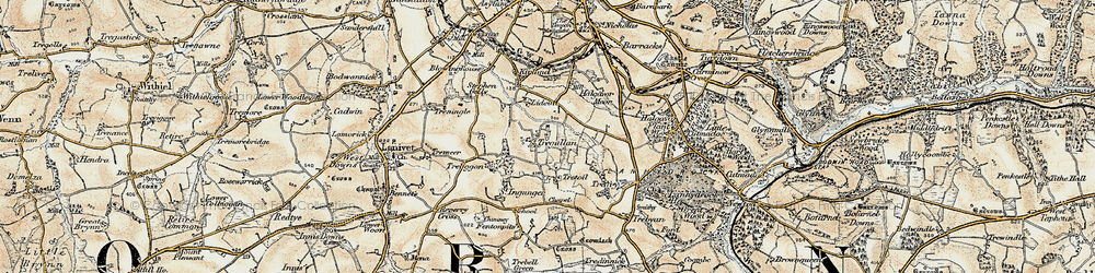 Old map of Tregullon in 1900