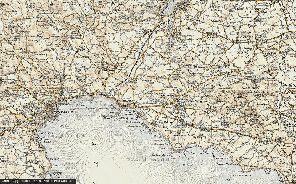 Old Map of Tregurtha Downs, 1900 in 1900