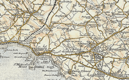 Old map of Tregurtha Downs in 1900