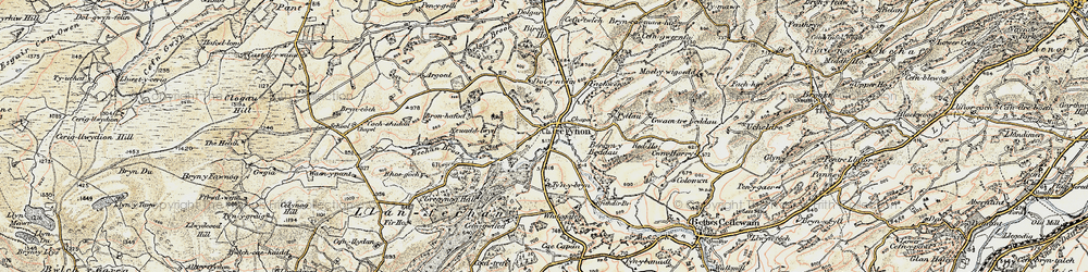 Old map of Tregynon in 1902-1903