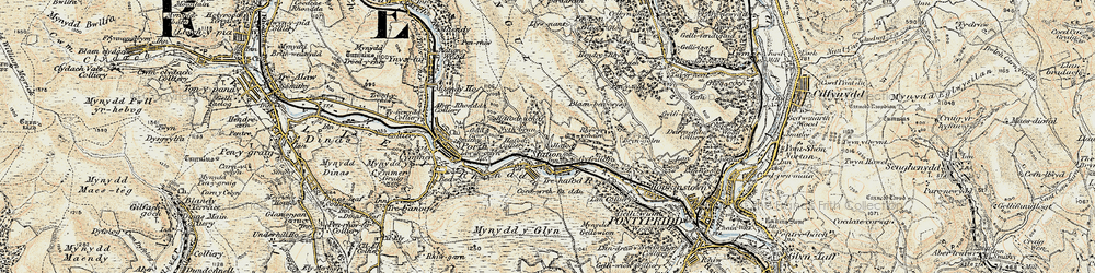 Old map of Blaenhenwysg in 1899-1900