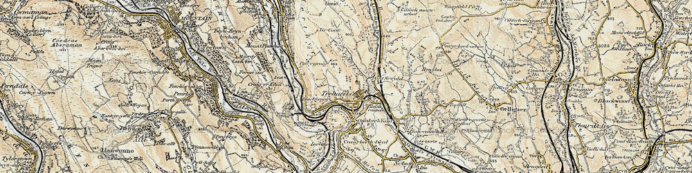 Old map of Treharris in 1899-1900