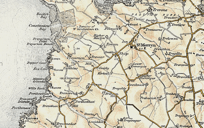 Old map of Trehemborne in 1900