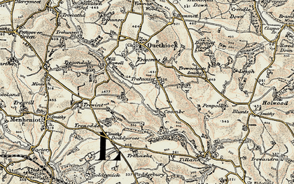 Old map of Trehunist in 1899-1900