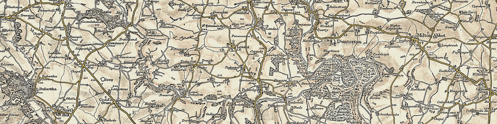 Old map of Trekenner in 1899-1900