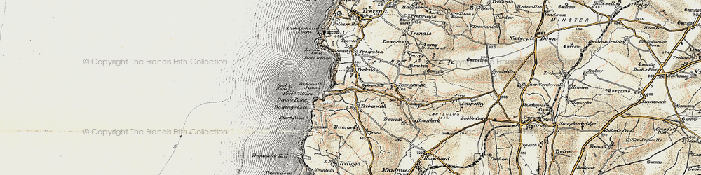 Old map of Treknow in 1900