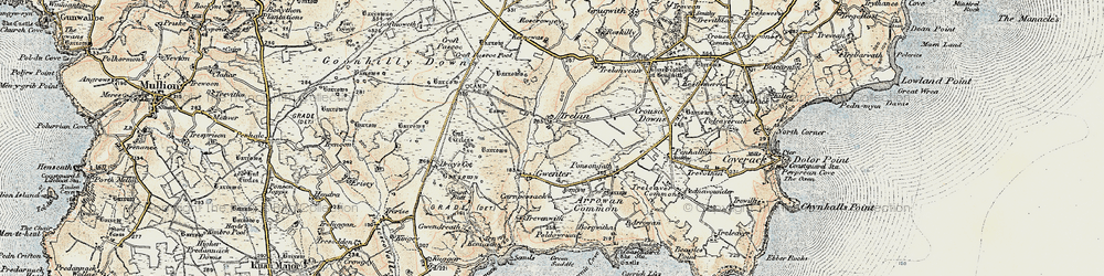 Old map of Goonhilly Downs in 1900