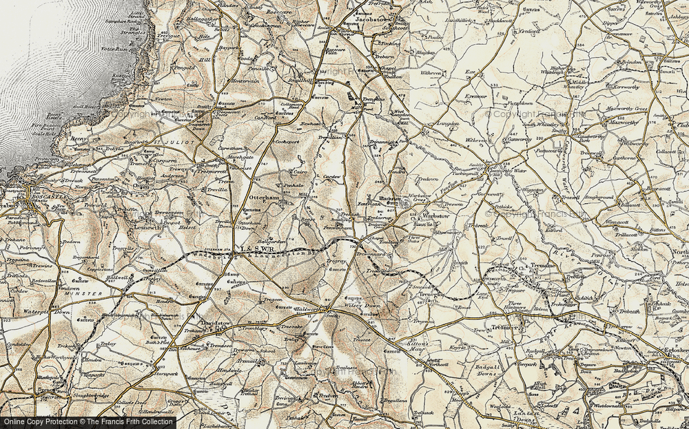 Old Map of Historic Map covering Youlstone in 1900