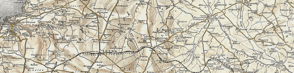 Old map of Trelash in 1900