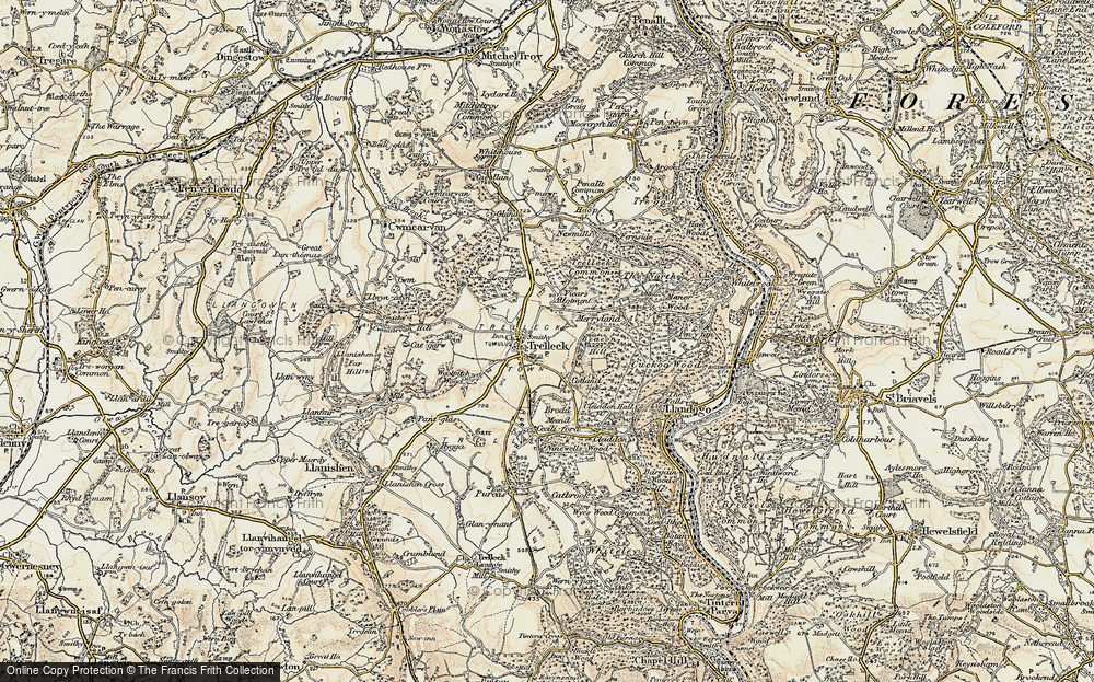 Old Map of Historic Map covering Trelleck Common in 1899-1900