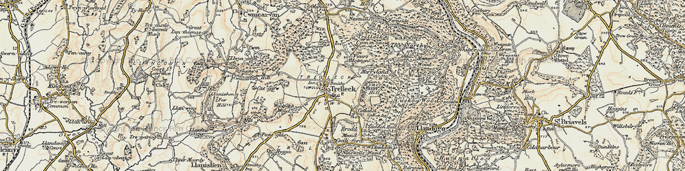 Old map of Trelleck Common in 1899-1900