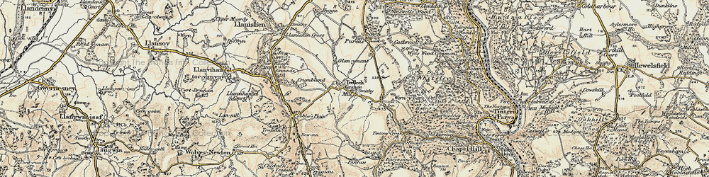 Old map of Trelleck Grange in 1899-1900