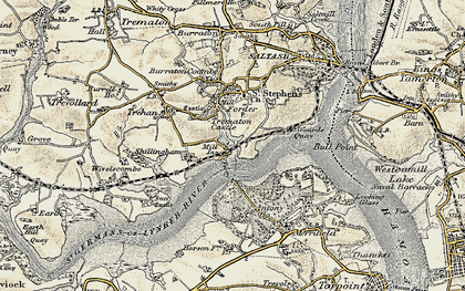 Old map of Trematon Castle in 1899-1900