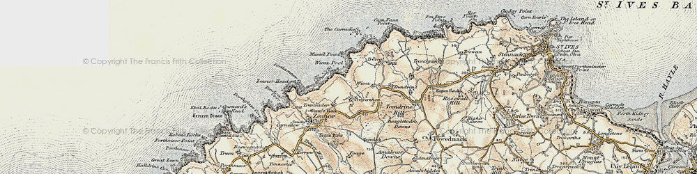 Old map of Zennor Quoit in 1900