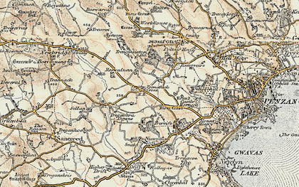 Old map of Tremethick Cross in 1900