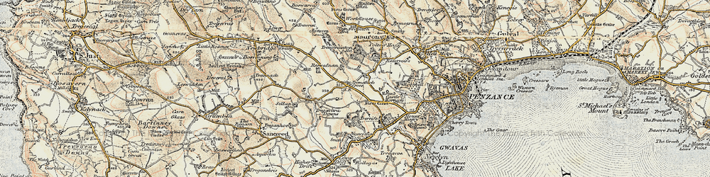 Old map of Tremethick Cross in 1900