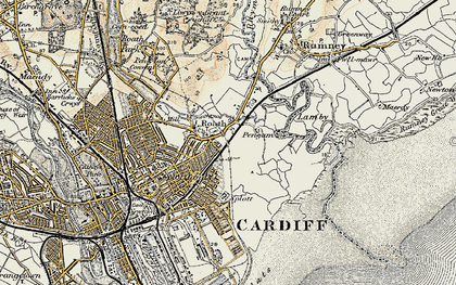 Old map of Tremorfa in 1899-1900
