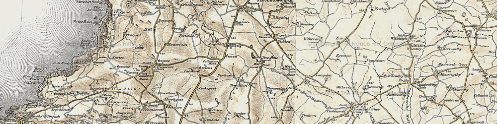 Old map of Trengune in 1900