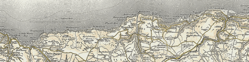 Old map of Trentishoe in 1900