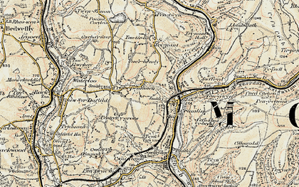 Old map of Treowen in 1899-1900