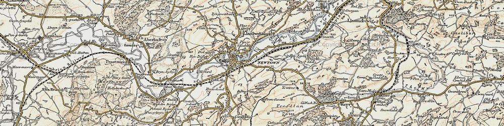Old map of Treowen in 1902-1903
