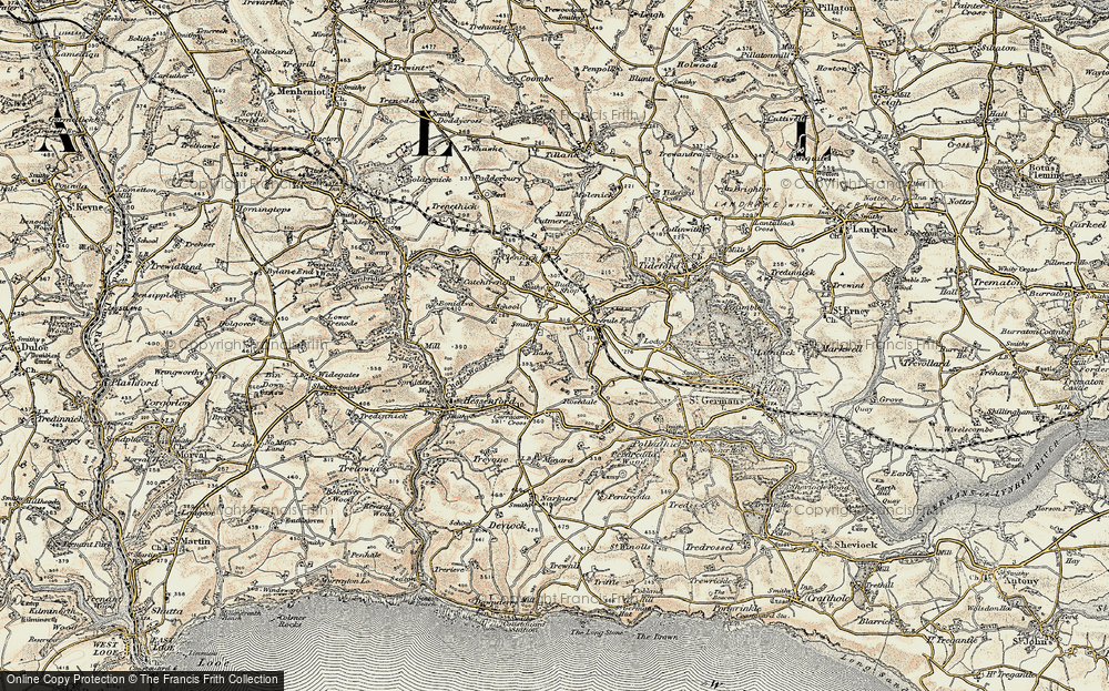Old Map of Historic Map covering Bake Manor in 1899-1900