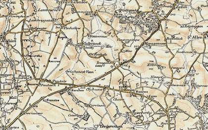 Old map of Tresawsen in 1900