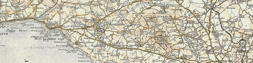 Old map of Trescowe in 1900