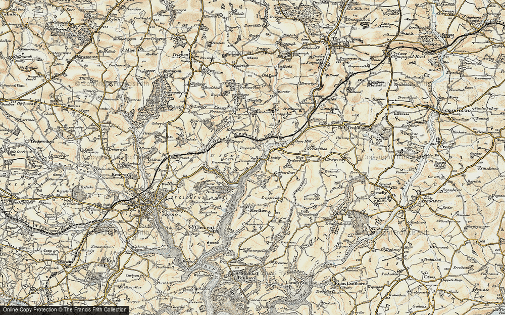 Old Map of Tresillian, 1900 in 1900