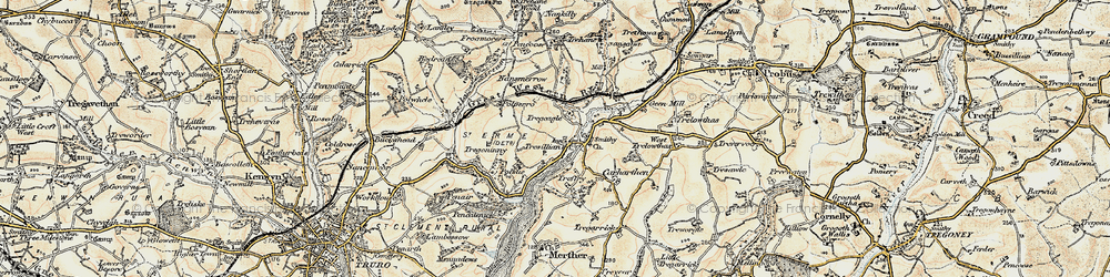 Old map of Tresillian in 1900