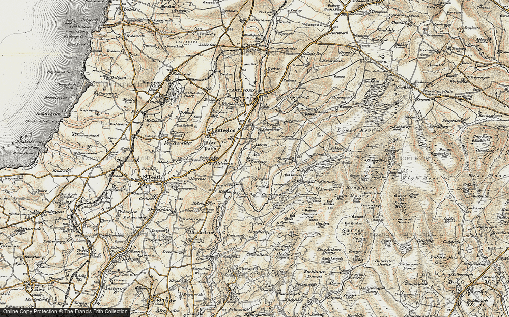 Old Map of Historic Map covering Trecarne in 1900