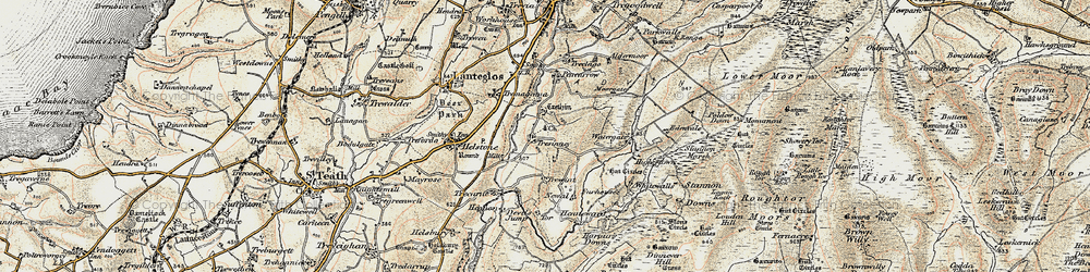 Old map of Trecarne in 1900