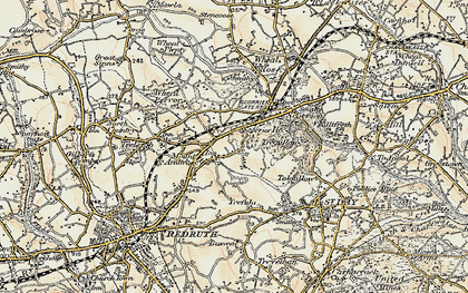 Old map of Treskerby in 1900