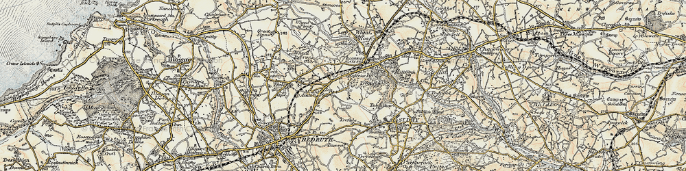 Old map of Treskerby in 1900