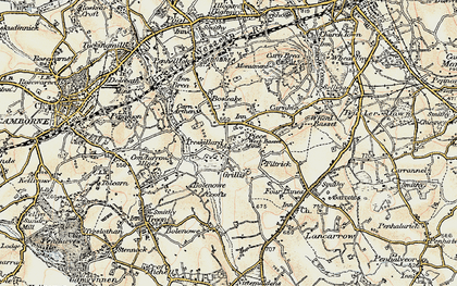 Old map of Treskillard in 1900