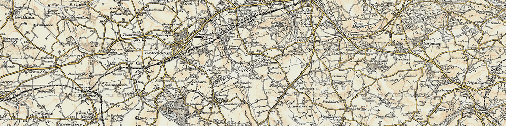 Old map of Treskillard in 1900