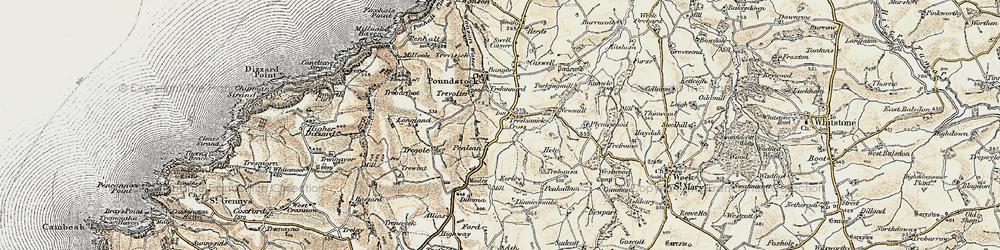 Old map of Treskinnick Cross in 1900