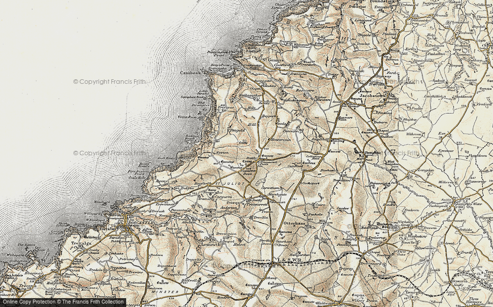 Old Map of Tresparrett Posts, 1900 in 1900