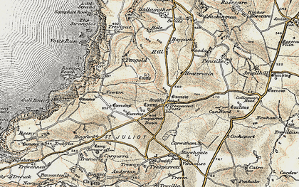 Old map of Tresparrett Posts in 1900
