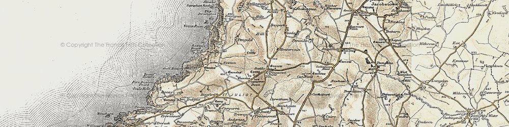 Old map of Tresparrett Posts in 1900