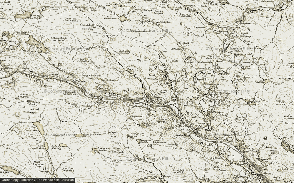 Old Map of Historic Map covering Blarich in 1910-1912