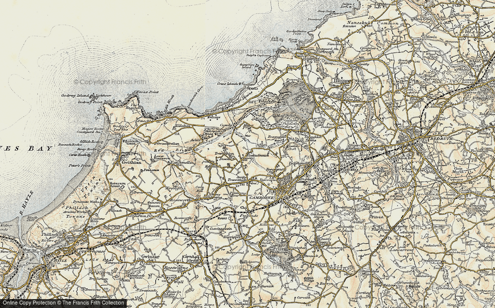 Old Map of Treswithian Downs, 1900 in 1900