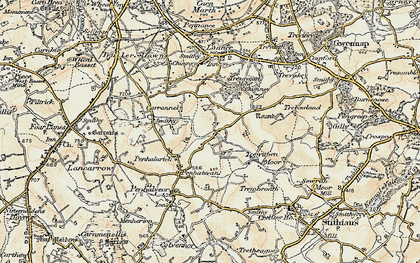 Old map of Trethellan Water in 1900
