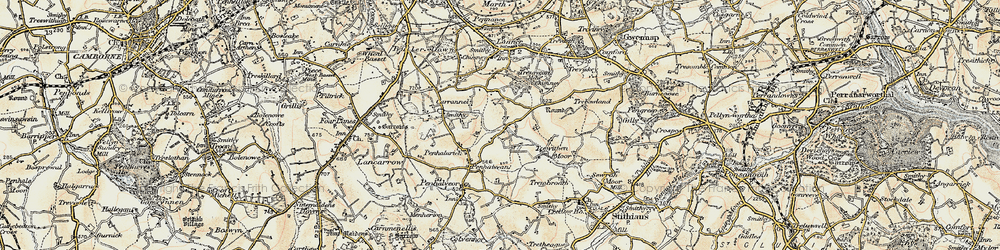 Old map of Trethellan Water in 1900