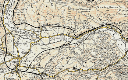 Old map of Trethomas in 1899-1900